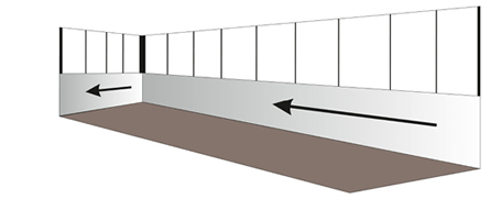 Starting at the door run a couple of strips of double sided tape side by side the full height of the container.
